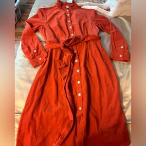 J Crew Factory cordoroy orange dress size 6